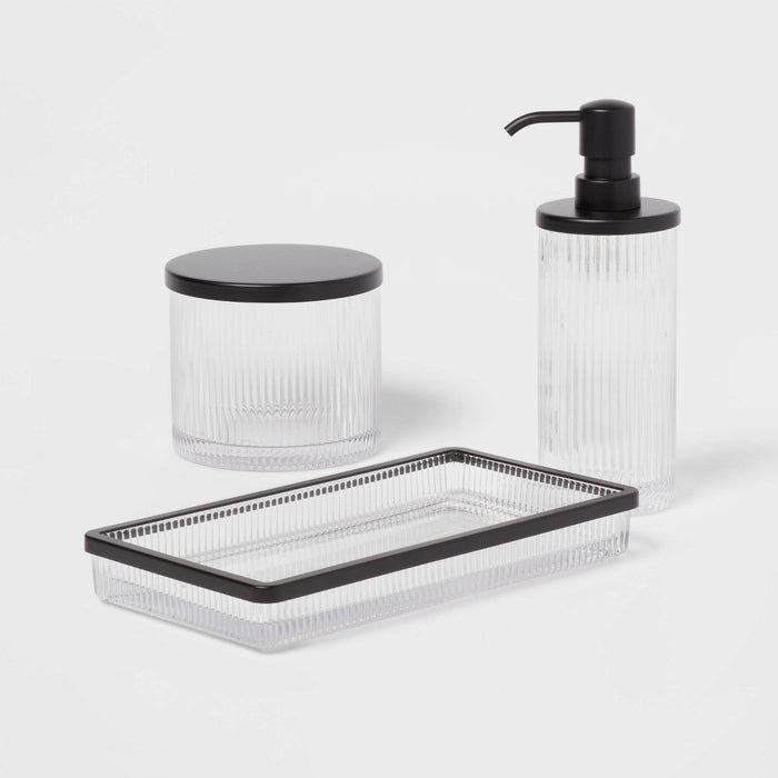 Ribbed Glass Tray Black - Threshold