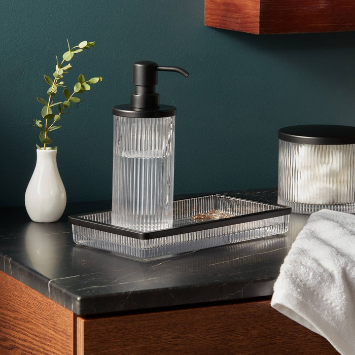 Ribbed Glass Tray Black - Threshold