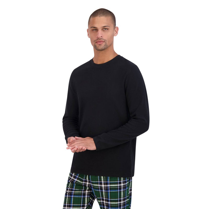 Hanes Originals Men's 2pc Comfort Fleece Sleep Pajama Set - Black/Green XXL