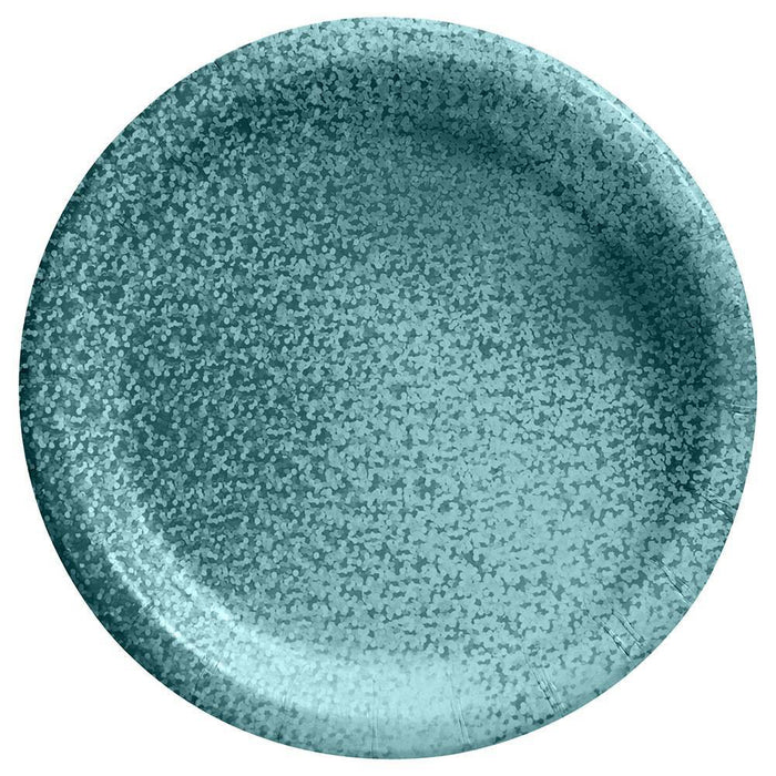 20ct Holographic Dinner Plates Aqua - Spritz