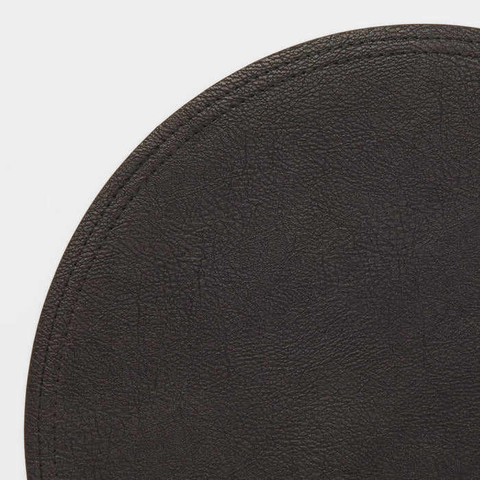 15" Round Pebble Faux Leather Charger Black - Threshold