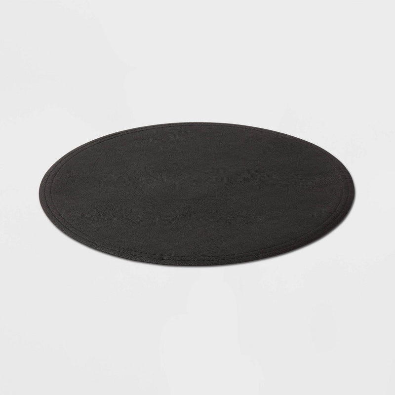 15" Round Pebble Faux Leather Charger Black - Threshold