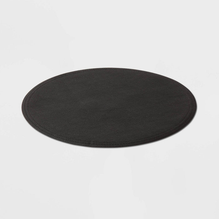 15" Round Pebble Faux Leather Charger Black - Threshold