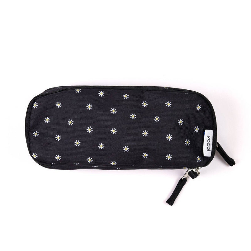 Triple Zip Pencil Pouch Black Daisies - Yoobi