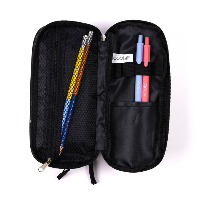 Triple Zip Pencil Pouch Black Daisies - Yoobi