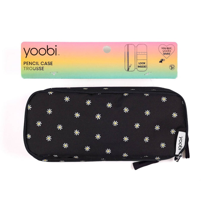 Triple Zip Pencil Pouch Black Daisies - Yoobi