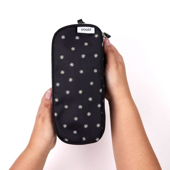 Triple Zip Pencil Pouch Black Daisies - Yoobi