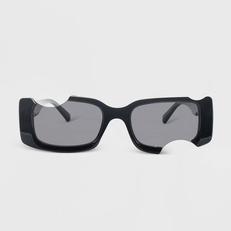 Women's Plastic Rectangle Cutout Sunglasses - Wild Fable Black