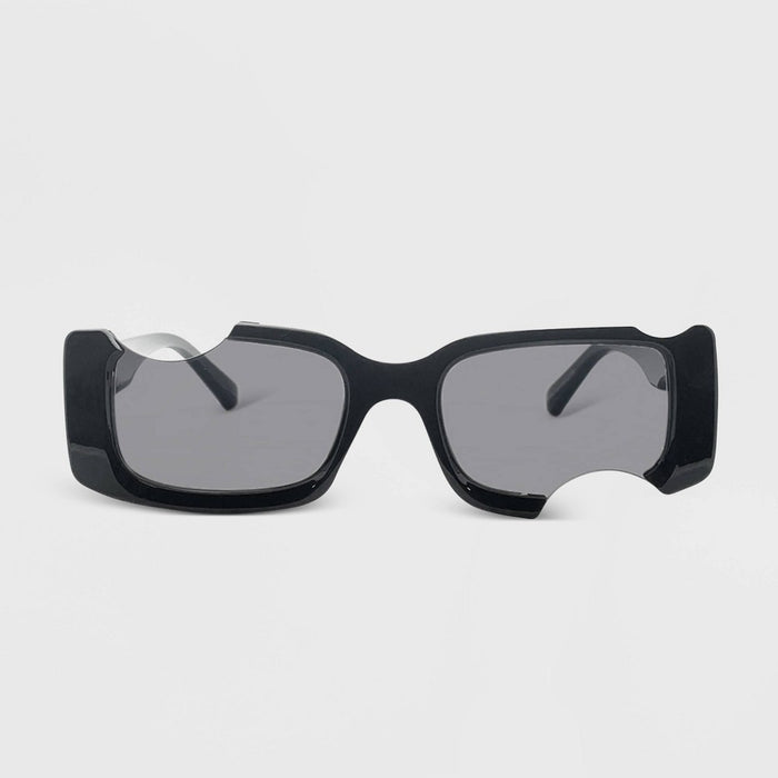 Women's Plastic Rectangle Cutout Sunglasses - Wild Fable Black