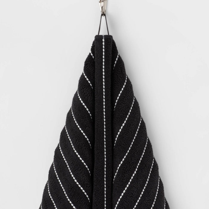 Performance Plus Hand Towel Black Striped - Threshold