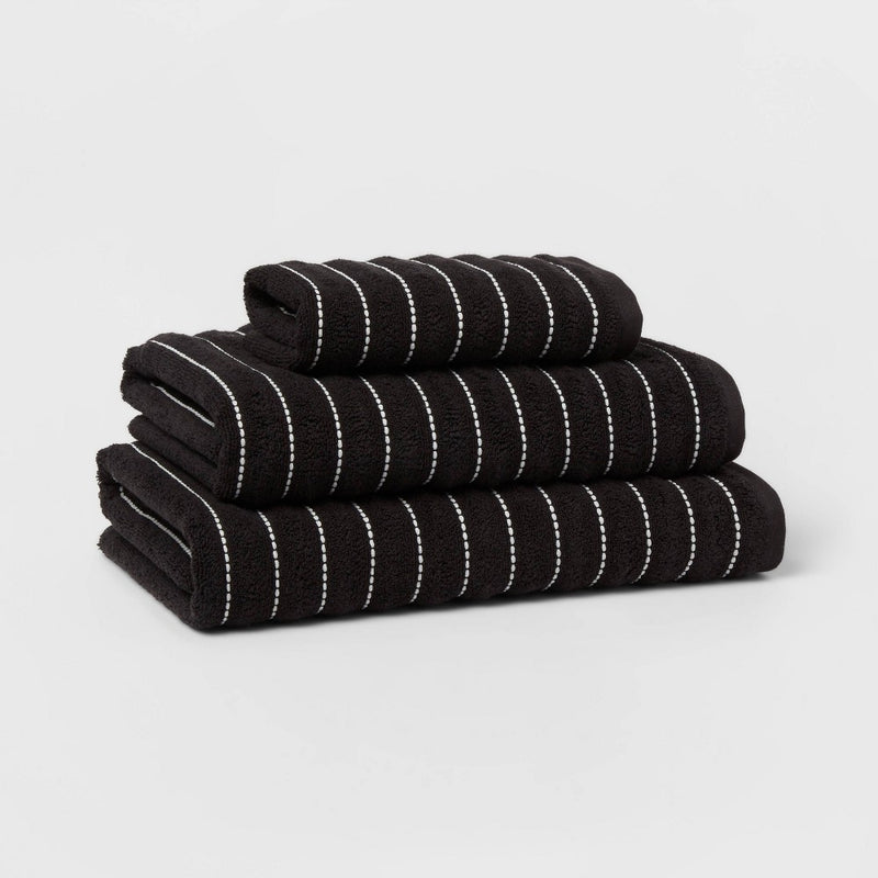 Performance Plus Hand Towel Black Striped - Threshold