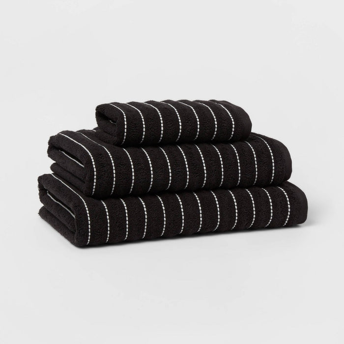 Performance Plus Hand Towel Black Striped - Threshold