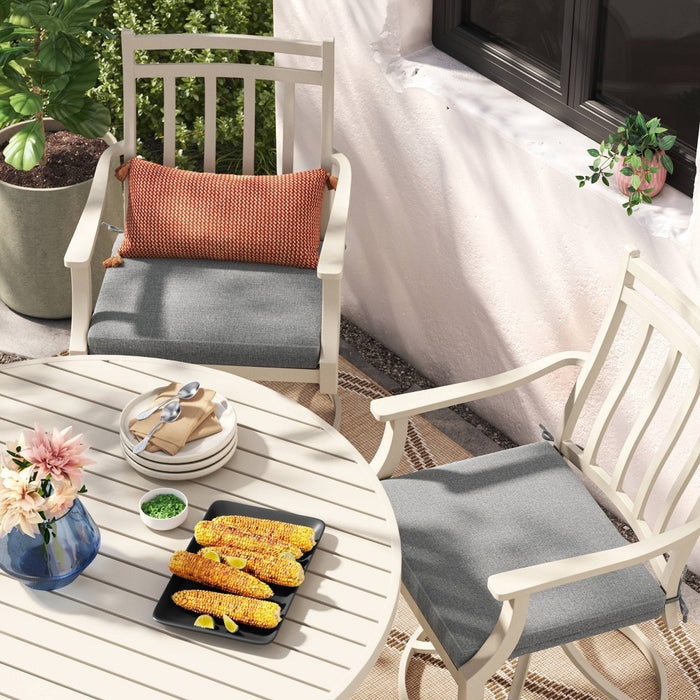 18"x20" Solid Woven Outdoor Chair Seat Cushion Gray - Threshold