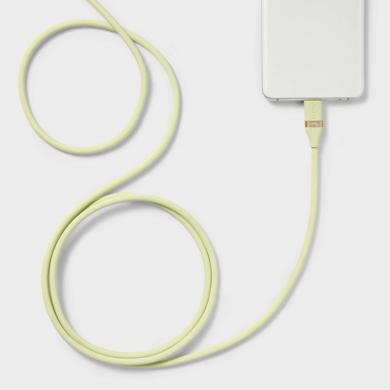 6' USB-C to USB-C Fast Charging Silicone Cable - heyday Matcha