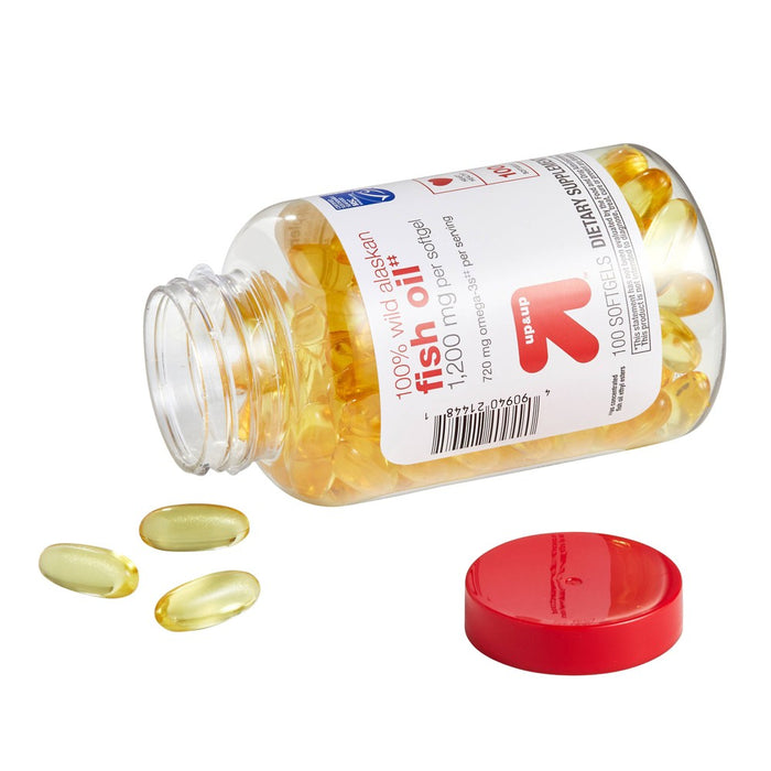 100% Wild Alaskan Fish Oil 1200mg Dietary Supplement Softgels - 100ct - up&up