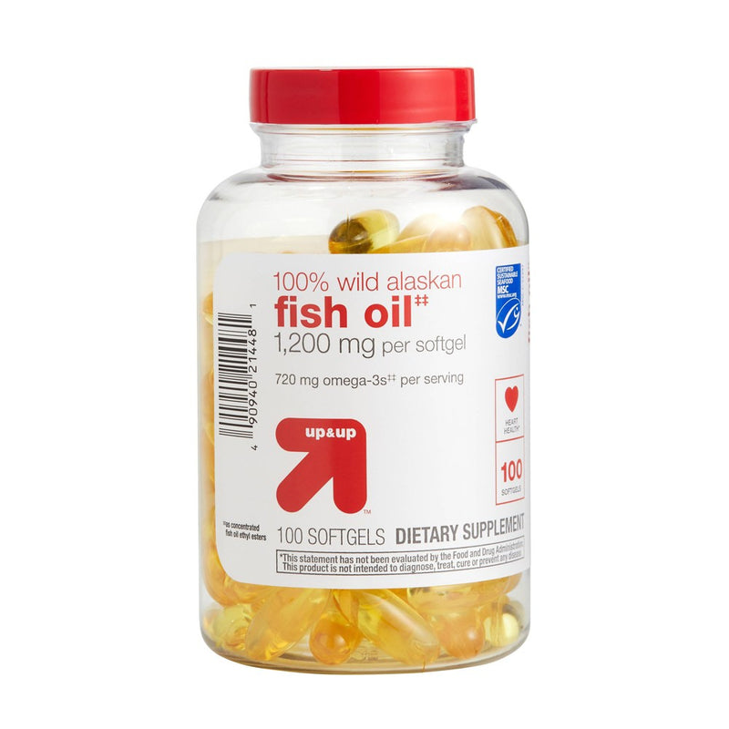 100% Wild Alaskan Fish Oil 1200mg Dietary Supplement Softgels - 100ct - up&up