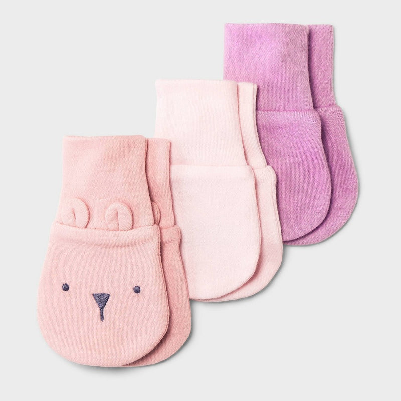 Baby Girls' 3pk Cotton Mittens - Cloud Island Pink