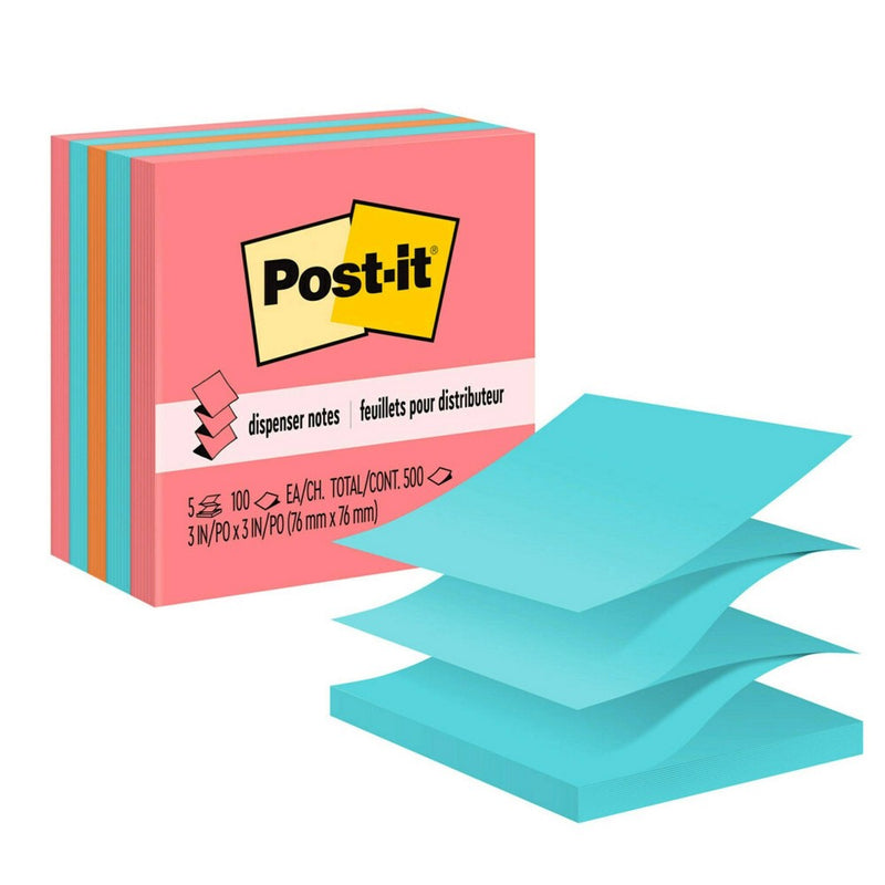 Post-it 5pk 3" x 3" Pop-Up Notes 100 Sheets/Pad - Neon