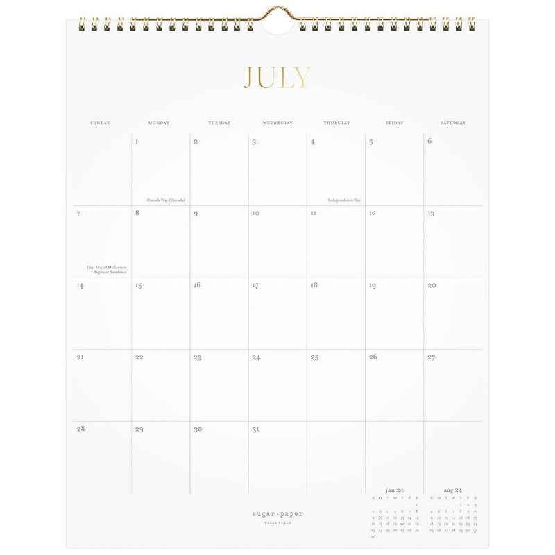 Sugar Paper Essentials 2024-25 Wall Calendar 15"x12"