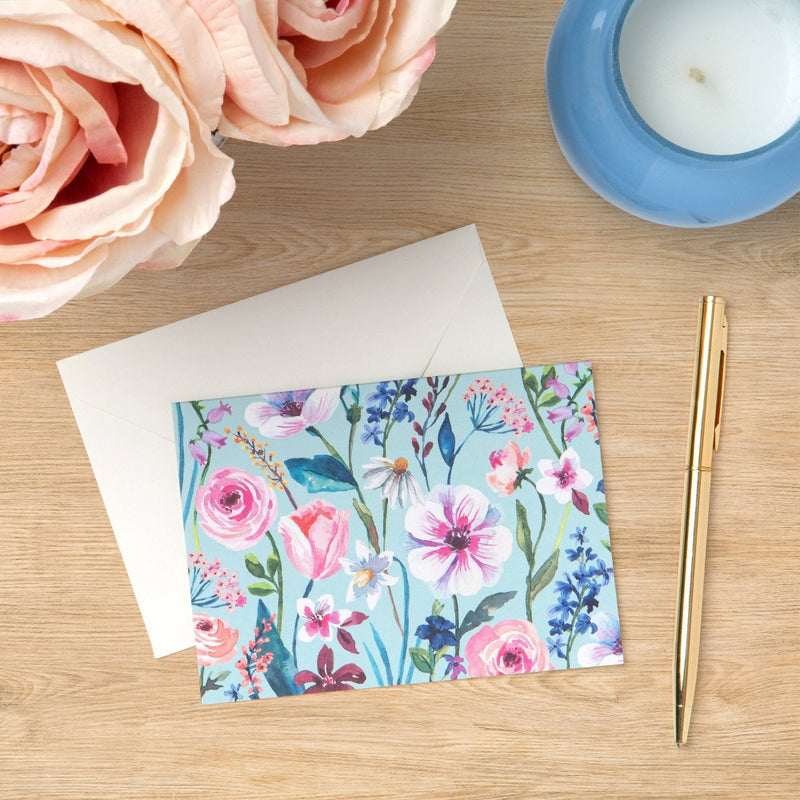 24ct Cards with Envelopes Wildflower Mint