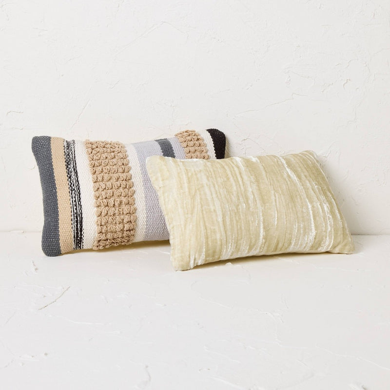 2pk 8''x13' Woven Striped Oblong Decorative Pillows Gray/Tan - Opalhouse designed with Jungalow