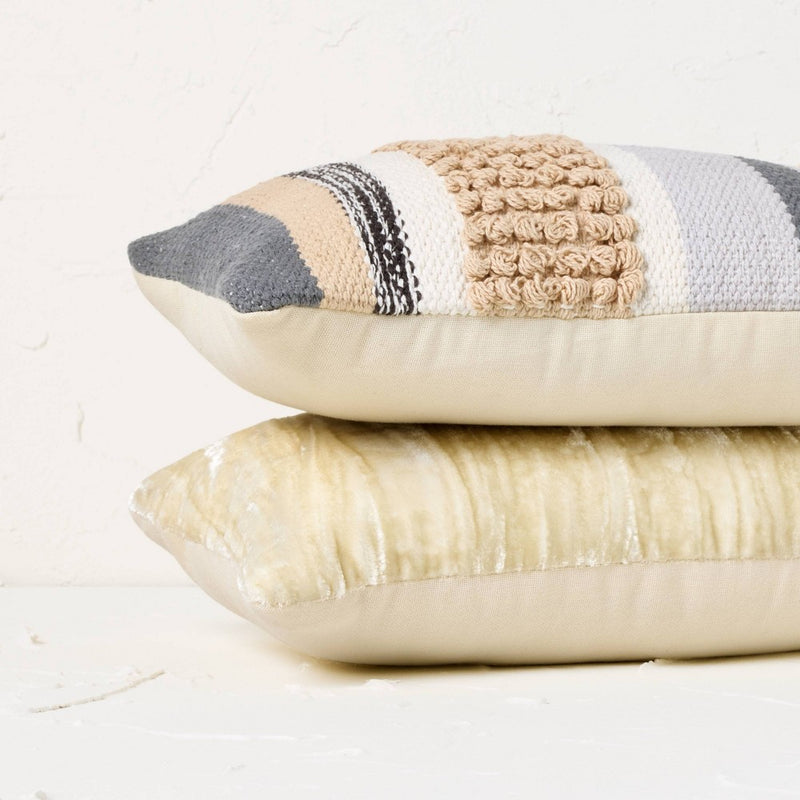 2pk 8''x13' Woven Striped Oblong Decorative Pillows Gray/Tan - Opalhouse designed with Jungalow