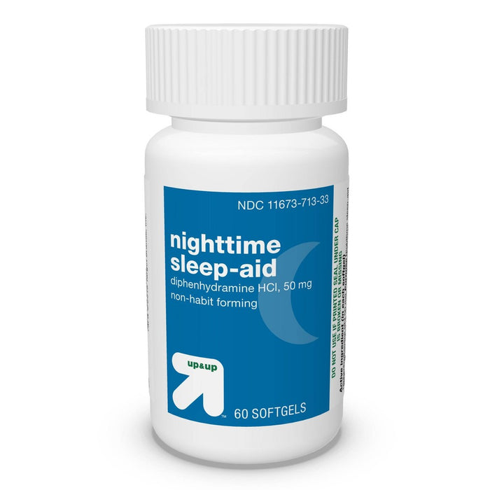 Diphenhydramine HCl Maximum Strength Nighttime Sleep Aid Softgels - 60ct - up&up