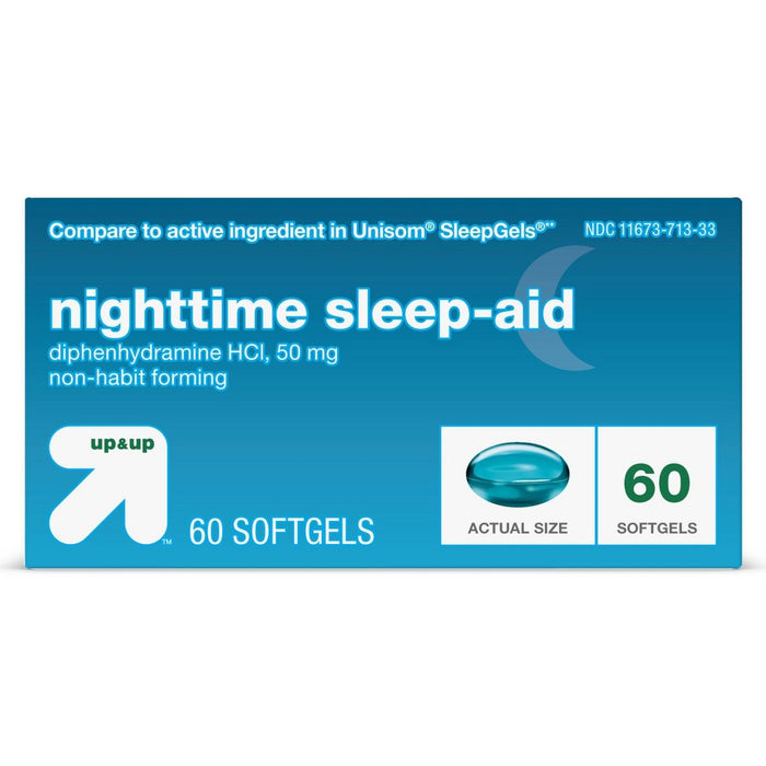 Diphenhydramine HCl Maximum Strength Nighttime Sleep Aid Softgels - 60ct - up&up