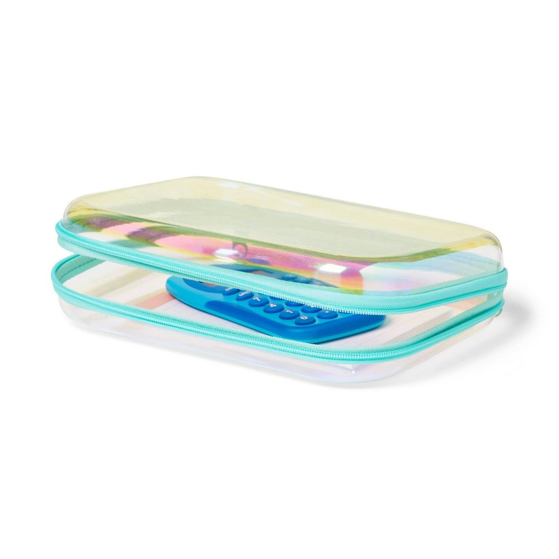 Hard Sided Zipper Pencil Case Iridescent - up&up