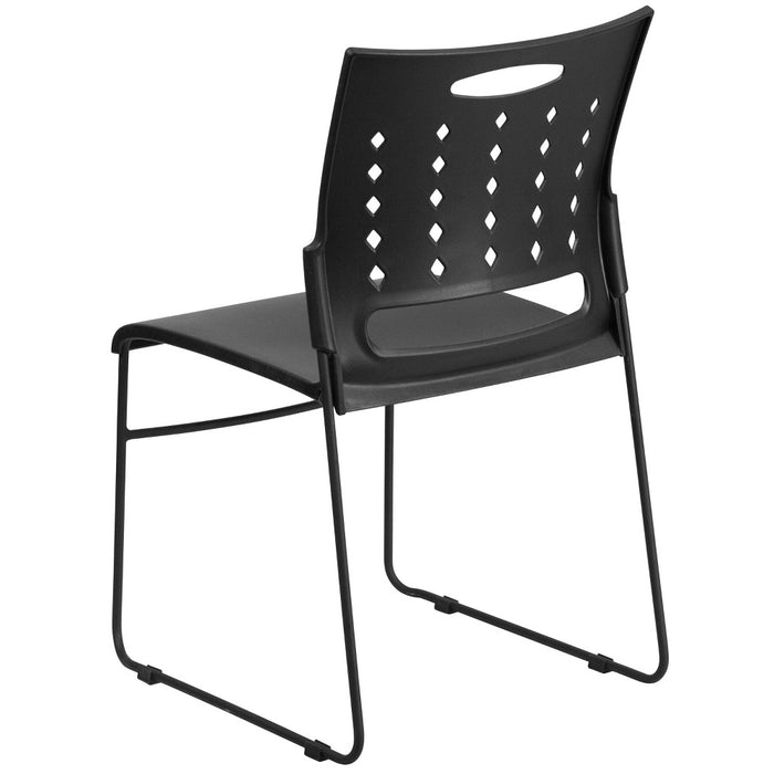 Flash Furniture HERCULES Series 881 lb. Capacity Black Sled Base Stack Chair with Air-Vent Back (LOCAL PICKUP ONLY)