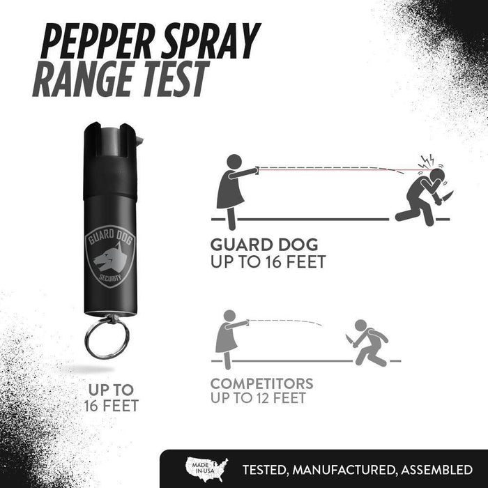 Guard Dog Security on The Go Protection Set Keychain Pepper Spray with Keychain Alarm and LED Light Black