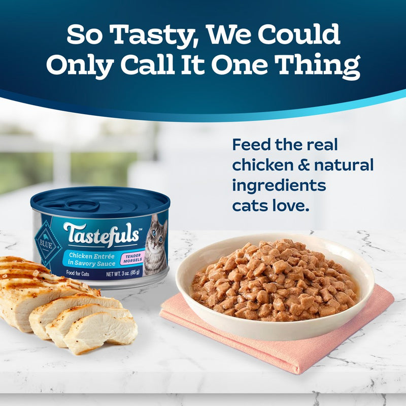 Blue Buffalo Tastefuls Natural Tender Morsels Wet Cat Food with Chicken Entree - 3oz