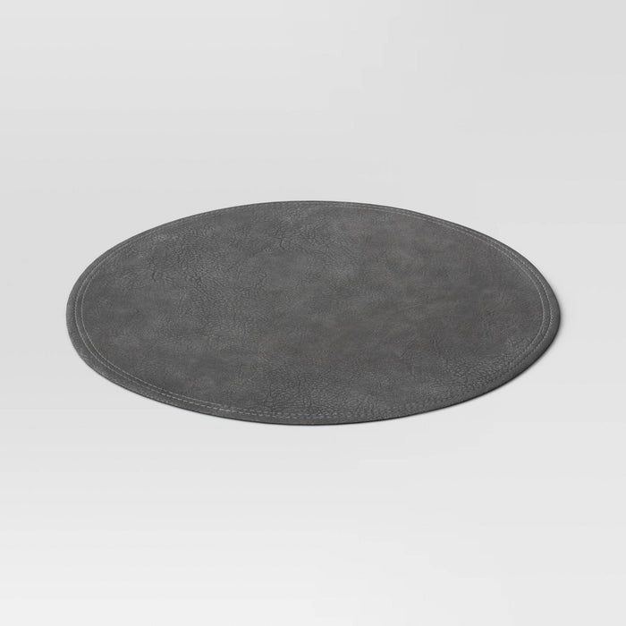 15" Round Faux Leather Decorative Charger Gray - Threshold