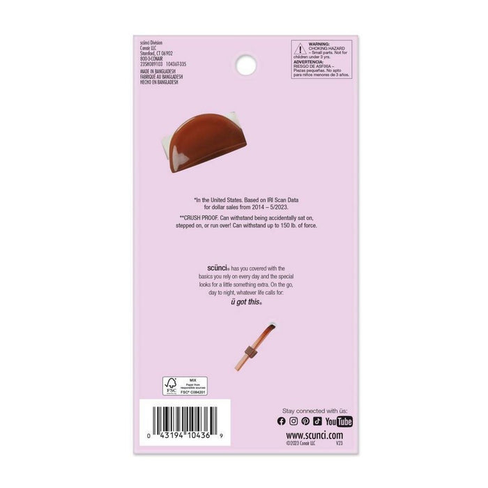 scunci Unbreakable Oval Open Center Flat Lay Hair Clip - Brown - All Hair
