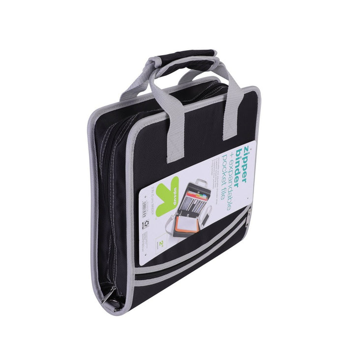 2" Ring Zipper Binder with Strap Black - up&up