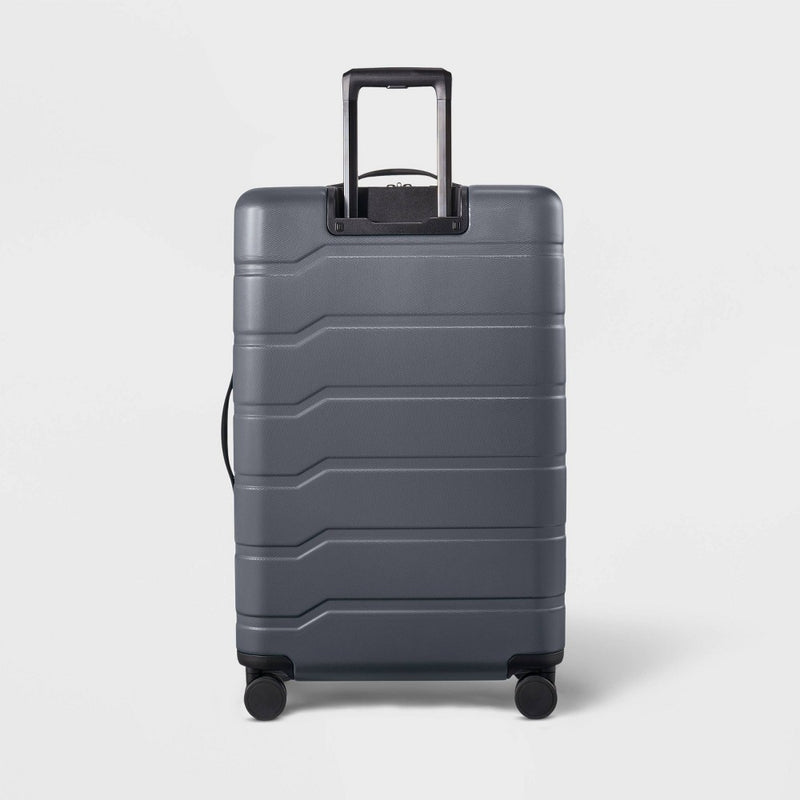 Hardside Large Checked Suitcase Gray - Open Story (LOCAL PICKUP ONLY)