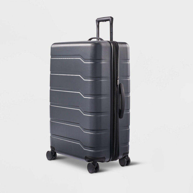 Hardside Large Checked Suitcase Gray - Open Story (LOCAL PICKUP ONLY)