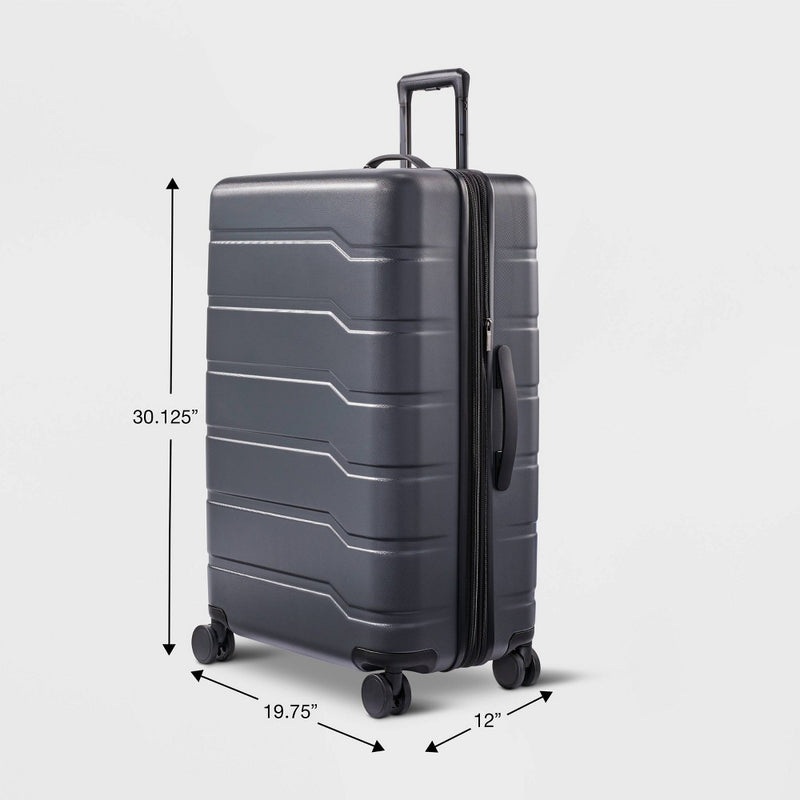 Hardside Large Checked Suitcase Gray - Open Story (LOCAL PICKUP ONLY)