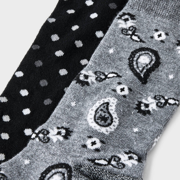 Men's Polka Dots Novelty Crew Socks 2pk - Goodfellow & Co Charcoal Gray 7-12