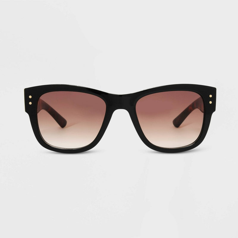 Women's Shiny Plastic Square Sunglasses with Gradient Lenses - Universal Thread Brown/Tortoise Print