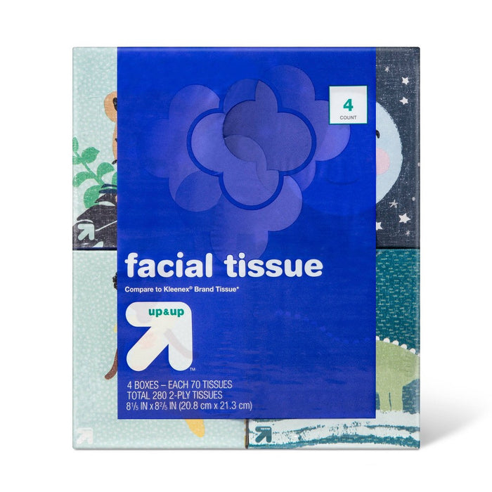 Everyday Facial Tissue - Kids Designs - 4pk/70ct - up&up