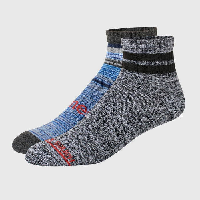 Hanes Originals Premium Men's Free Feed Ankle Socks 2pk - Blue/Gray 6-12