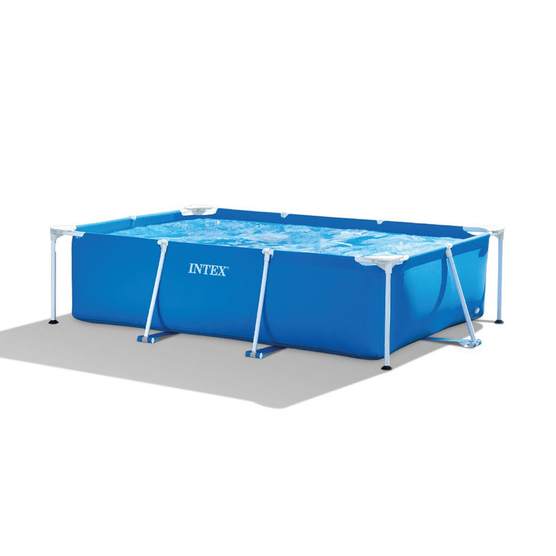 Intex 8.5ft x 26in Rectangular Frame Above Ground Quick Easy Set Up Backyard Outdoor Swimming Pool with Drain Plug for Ages 6 and Up, Blue (LOCAL PICKUP ONLY)