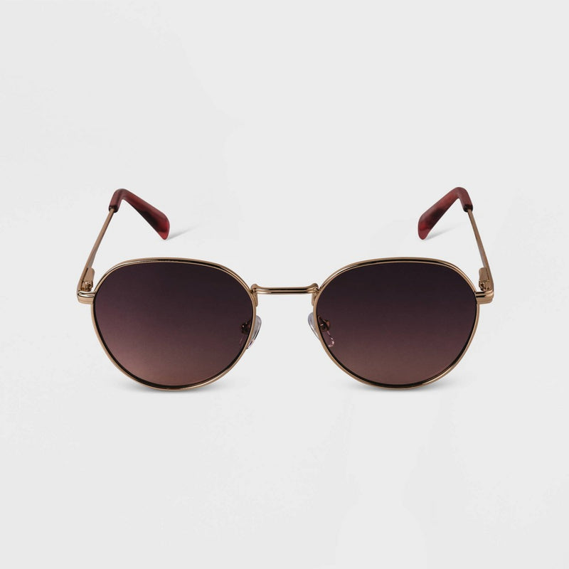 Women's Metal Round Sunglasses - A New Day Gold