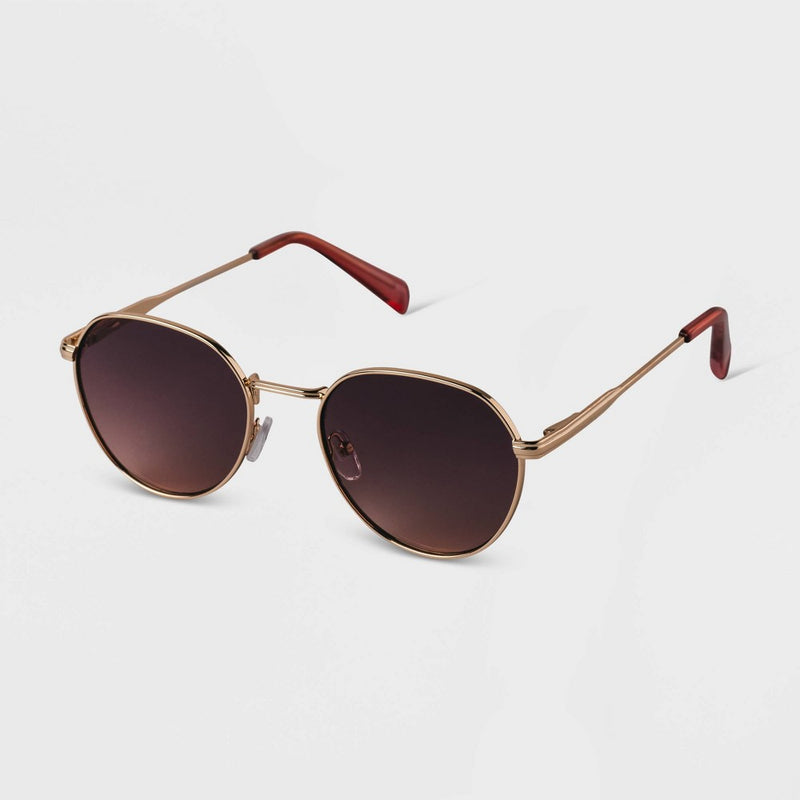 Women's Metal Round Sunglasses - A New Day Gold