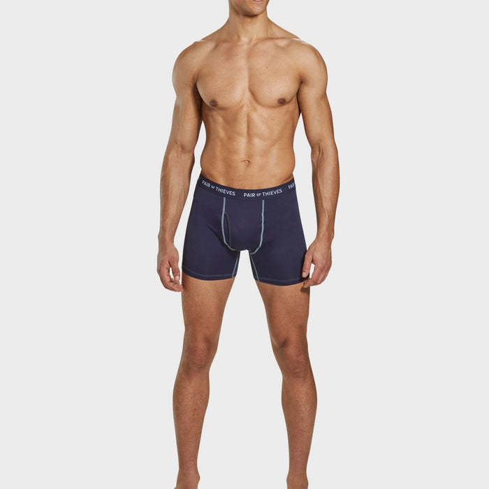 Pair of Thieves Men's 2pk Super Fit Boxer Briefs - Blue XL: Lightweight Mesh, Mid Rise, Stretch Fabric, Opaque