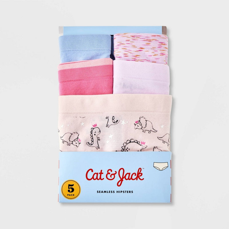 Girls' 5pk Dino Seamless Hipster - Cat & Jack Pink M