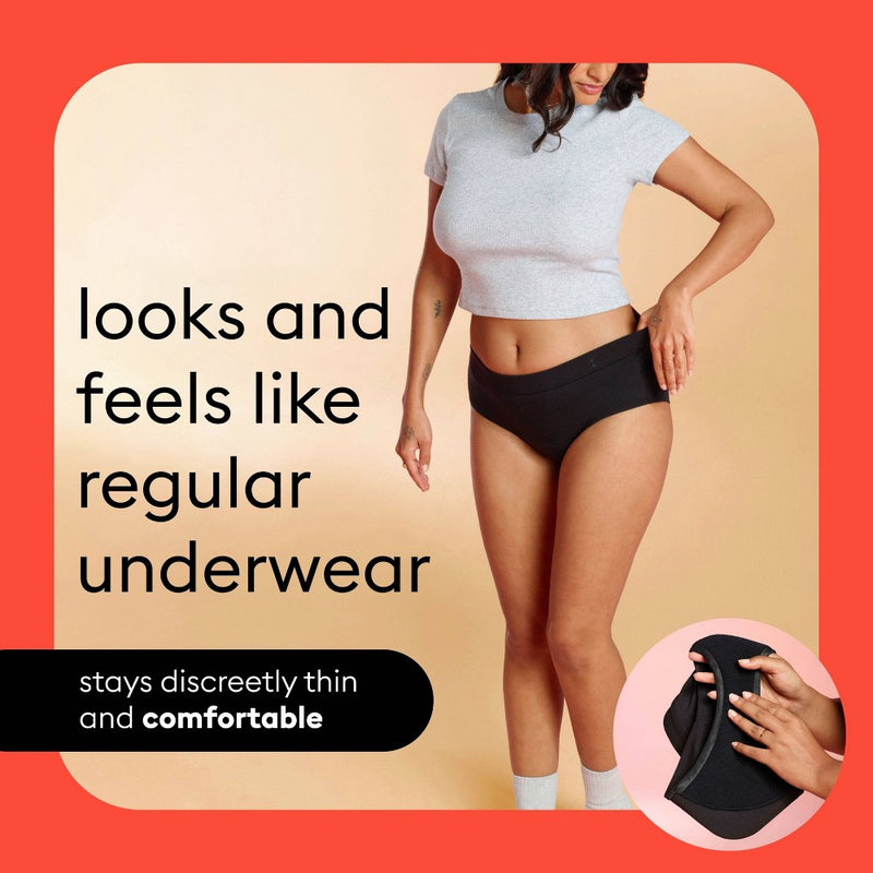 Thinx for All Women's Period Underwear - Super Absorbency - Black Briefs - Small