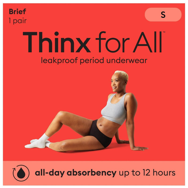 Thinx for All Women's Period Underwear - Super Absorbency - Black Briefs - Small