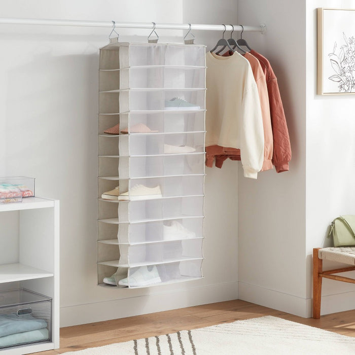 XL Mesh Hanging Shoe Organizer Gray - Brightroom